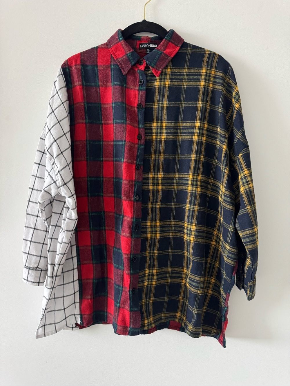 Fashion Nova mixed emotions mixed feelings flannel top shirt blouse size XS - Picture 3 of 5
